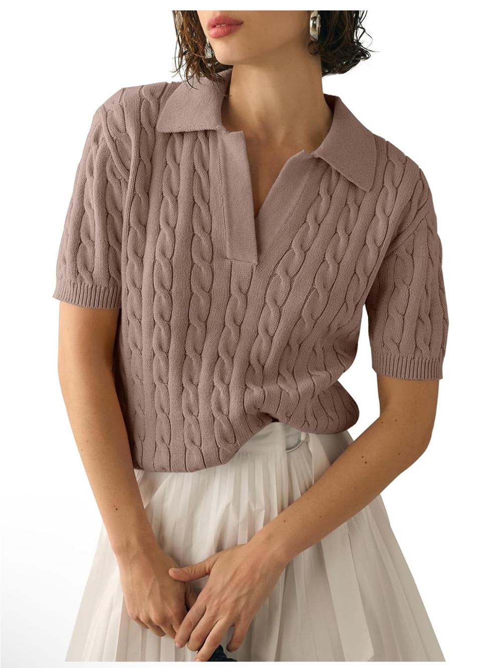 Cable Knit Polo Sweater